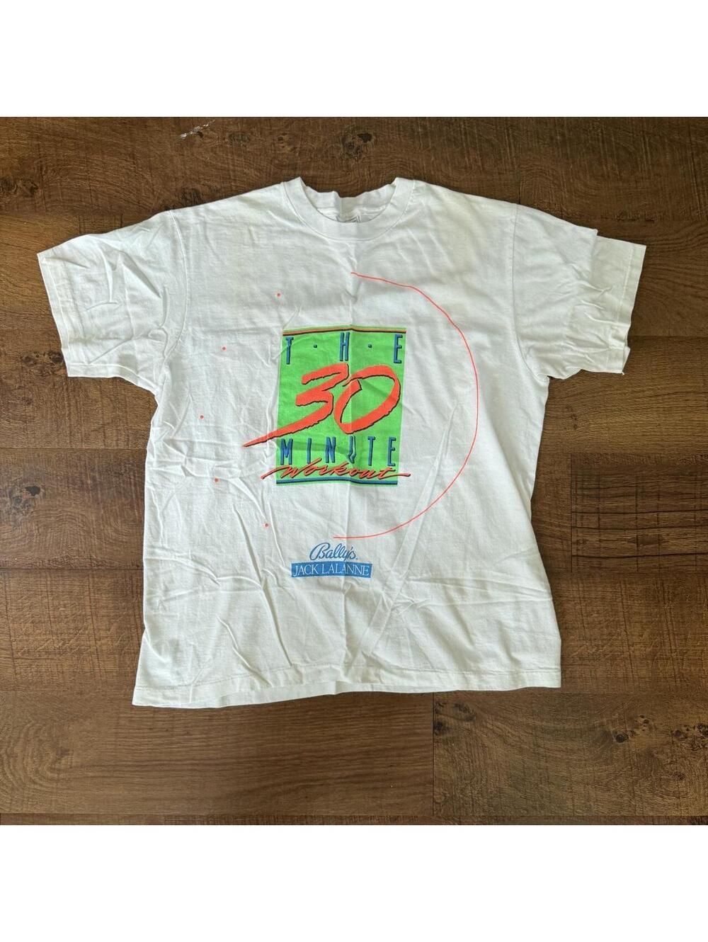 Vintage 80s Bally Jack LaLanne 30 Minute Workout Tee Hanes Neon